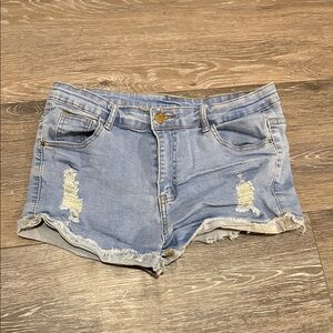 SHEIN Light Blue Distressed Jean Shorts